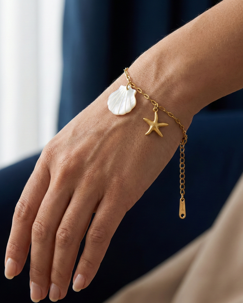 Nacreous-Scallop & Starfish Bracelet