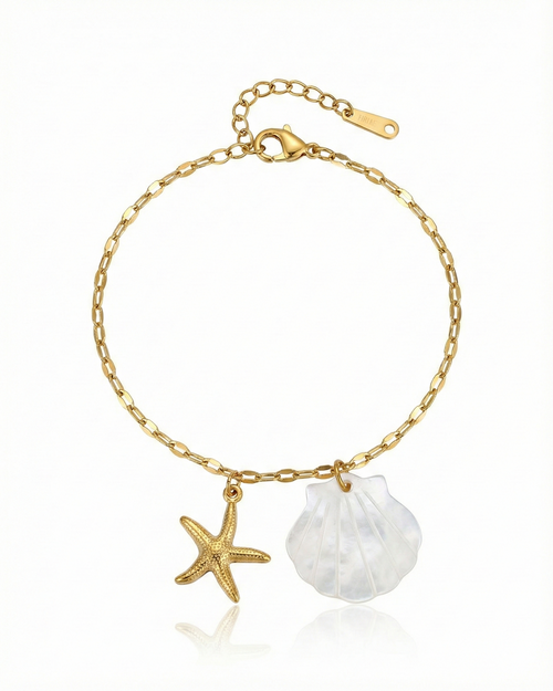 Nacreous-Scallop & Starfish Bracelet