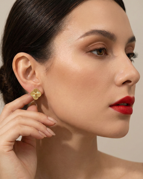 Gilded Radiating Quatrefoil Earrings