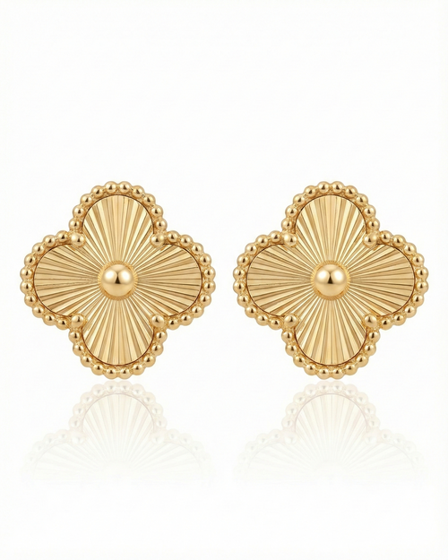 Gilded Radiating Quatrefoil Earrings