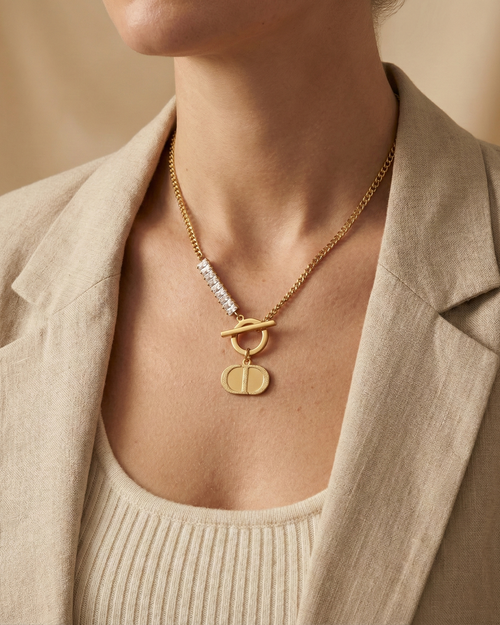 Crystalline & Stippled Ovoid Necklace