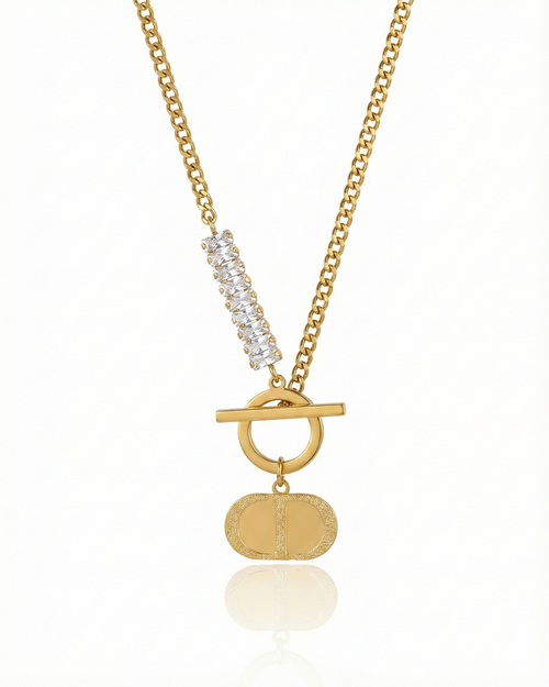 Crystalline & Stippled Ovoid Necklace