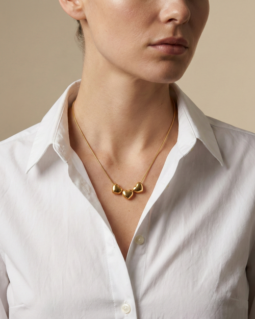 Voluminous-Cordiform Triad Necklace