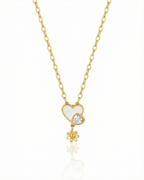 Alabaster Heartlet & Crystalline Necklace