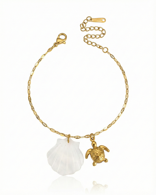 Nacreous-Scallop & Turtle Bracelet