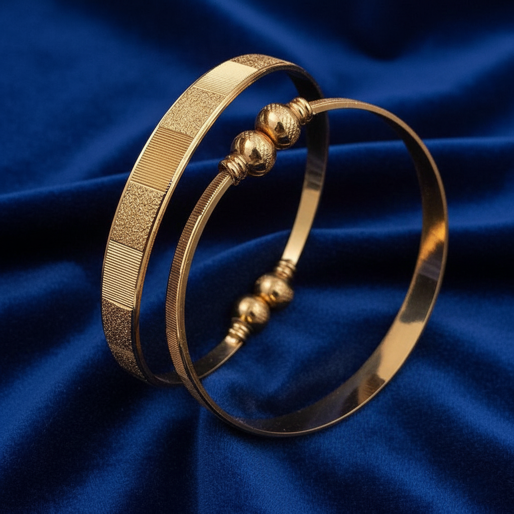 Modern Gold Plated Textured Kangan Set