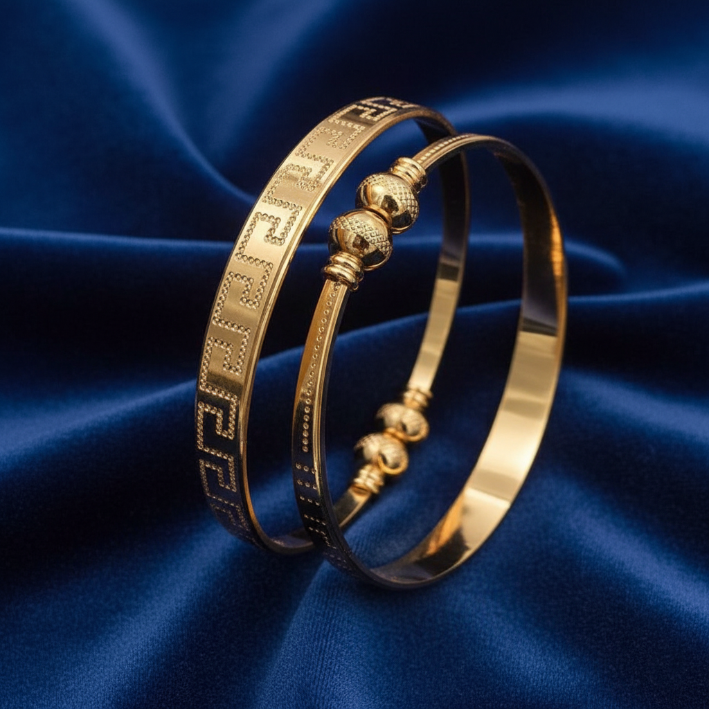 Chic Gold Plated Greek Key Kangan Set