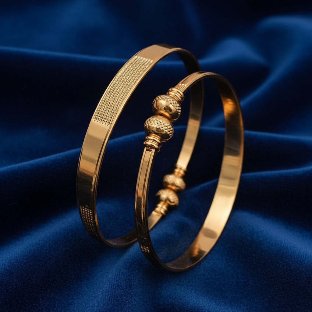 Minimalist Gold Plated Textured Kangan Set