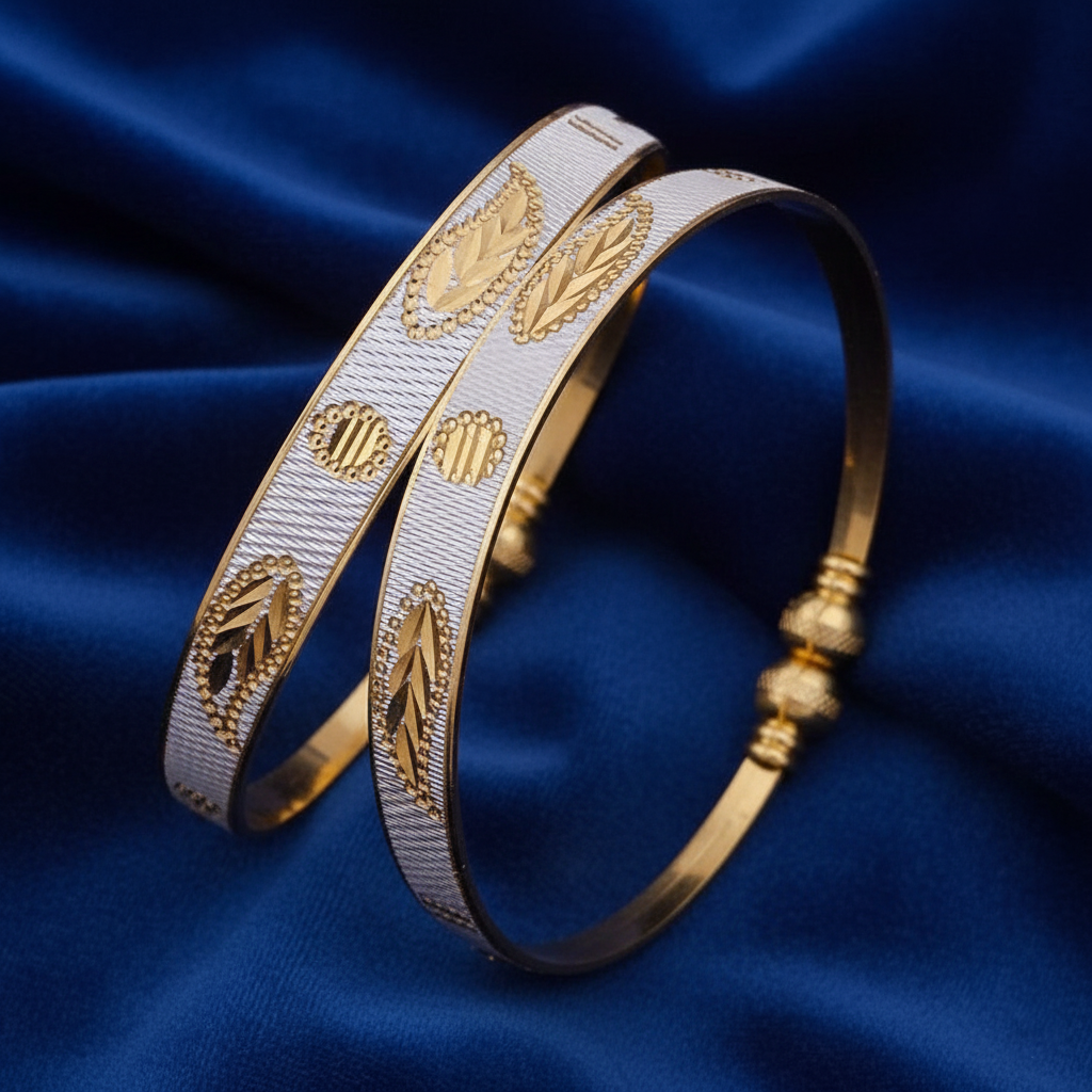 Elegant Two-Tone Leaf Motif Kangan Pair