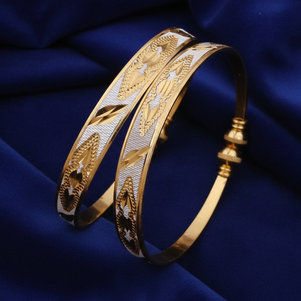Modern Two-Tone Geometric Kangan Pair