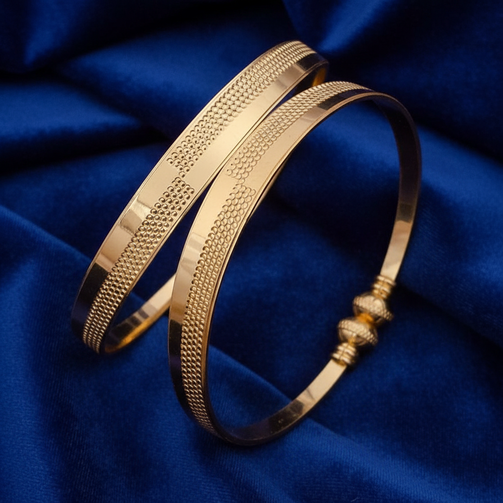 Subtle Textured Gold Plated Kangan Pair