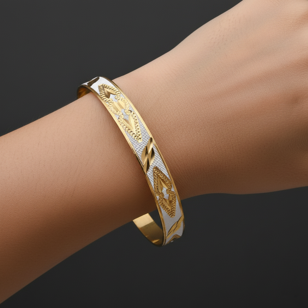Modern Two-Tone Geometric Kangan Pair