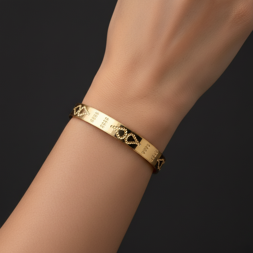 Delicate Gold Plated Dotted Heart-Like Motifs Kangan Pair