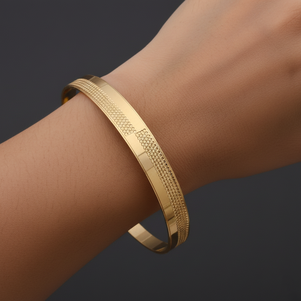 Subtle Textured Gold Plated Kangan Pair