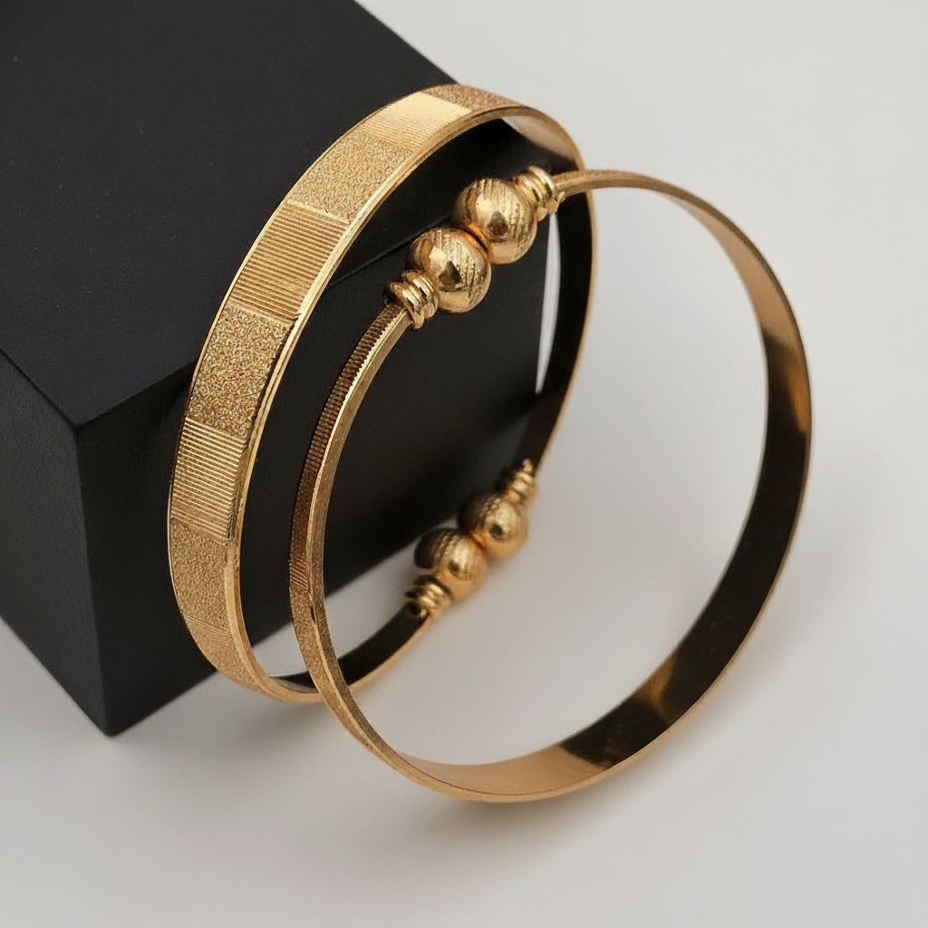 Modern Gold Plated Textured Kangan Set