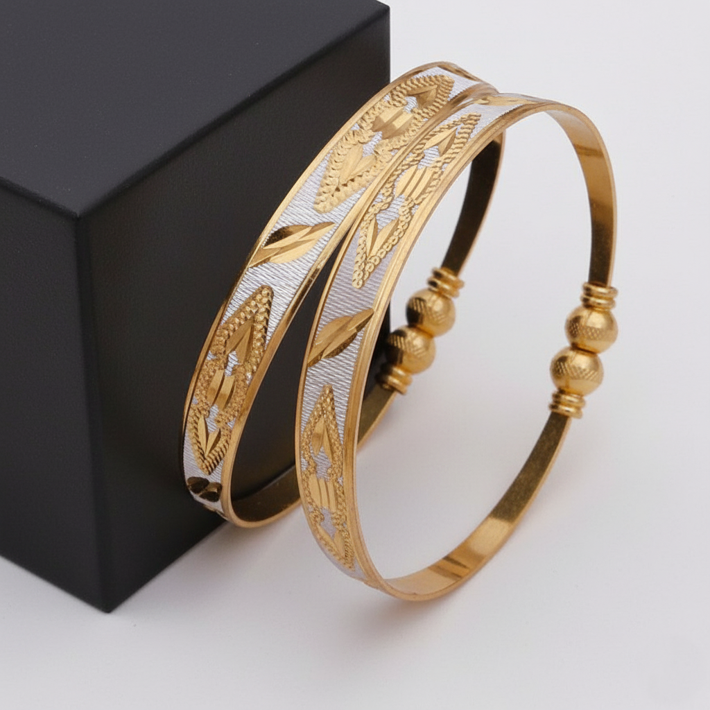 Modern Two-Tone Geometric Kangan Pair