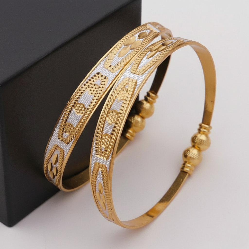 Intricate Geometric Two-Tone Kangan Pair