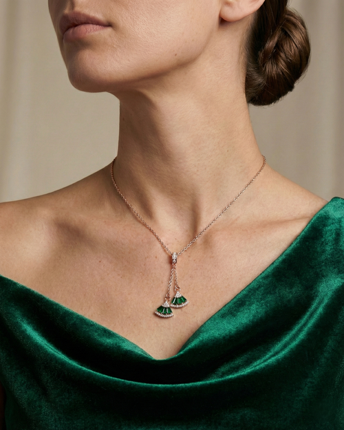 Emerald Pavé Fan Necklace