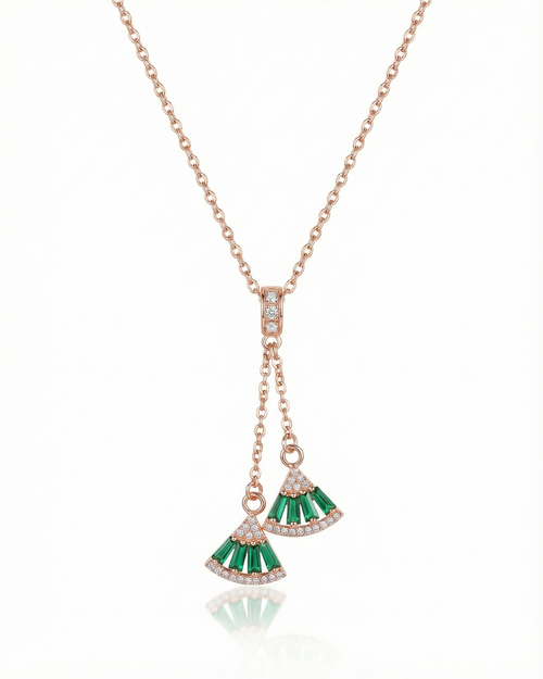 Emerald Pavé Fan Necklace