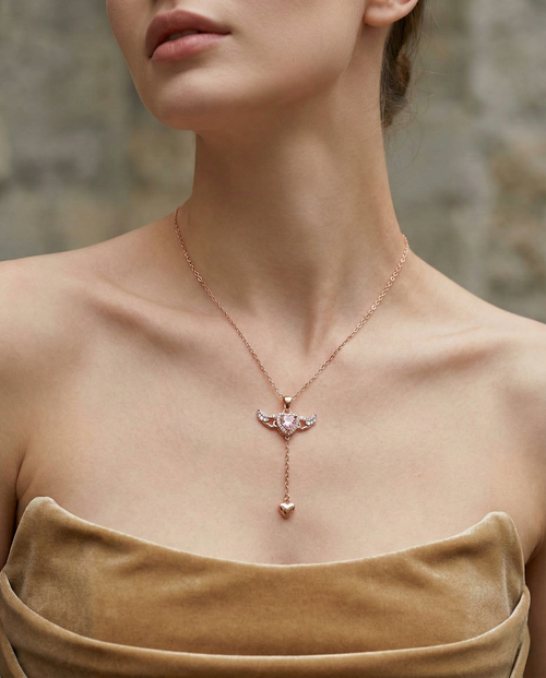 Roseate Seraphic Heart Necklace