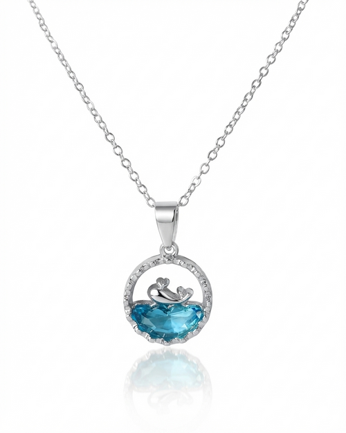 Azure Dolphin Wave Halo Necklace