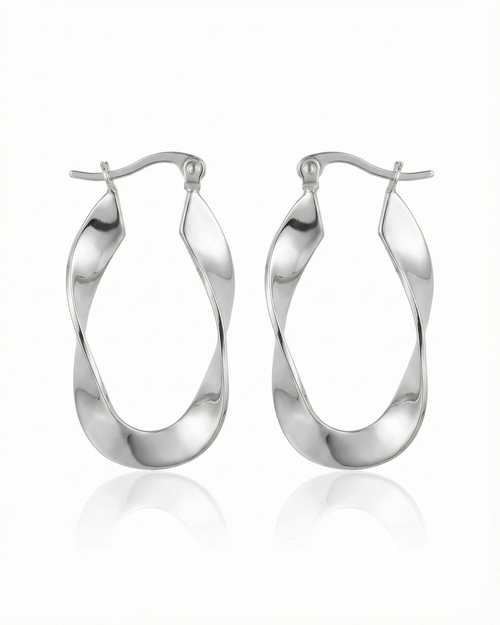 Argent Fluid Spiral Hoops